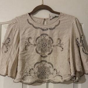 Abercrombie & Fitch Beige Embroidered Blouse